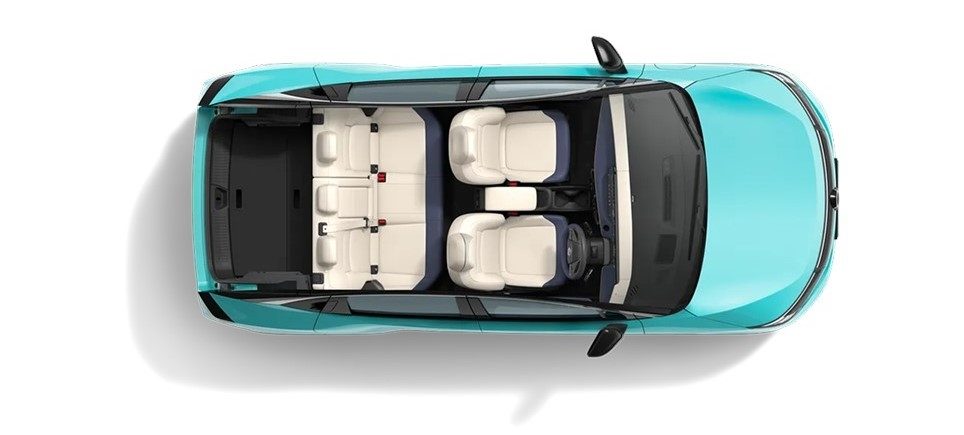 Nissan Leaf electric family car top interior view