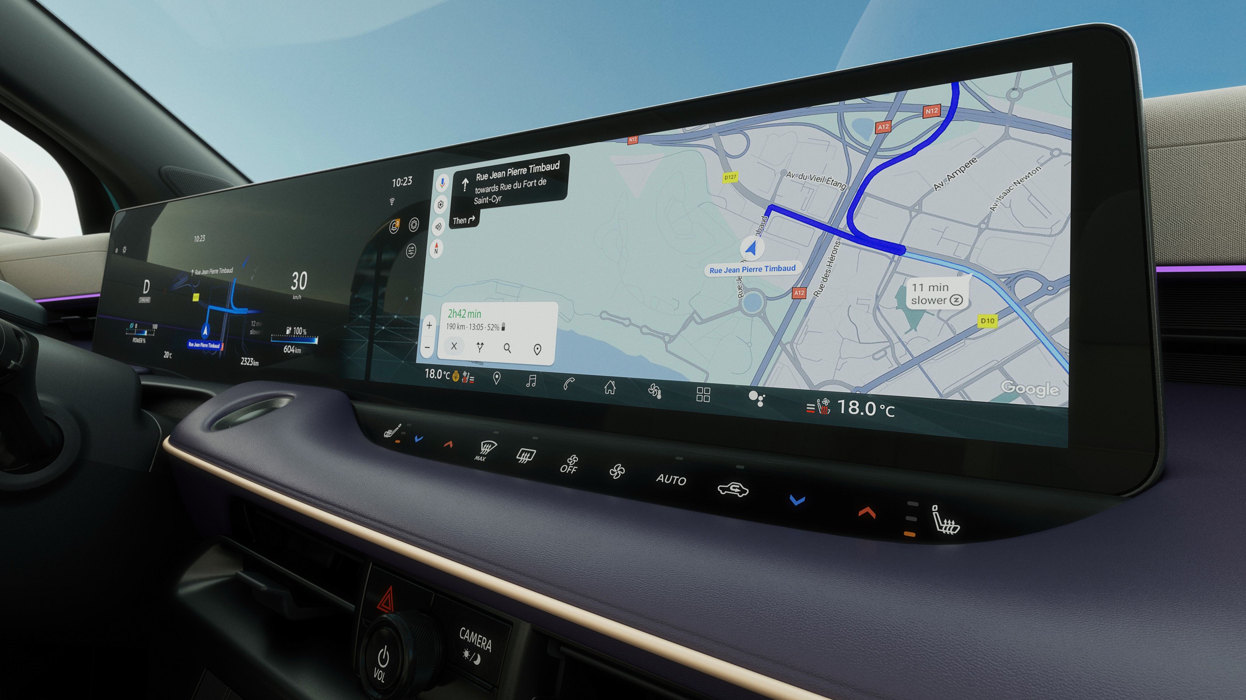 Infotainment touchscreen with navigation map