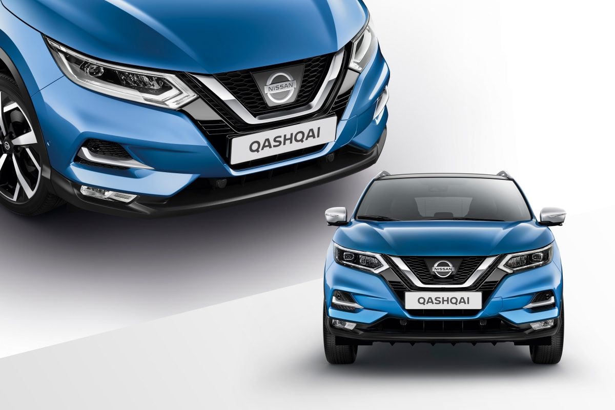 Qashqai collage front and profile detail of mirror caps