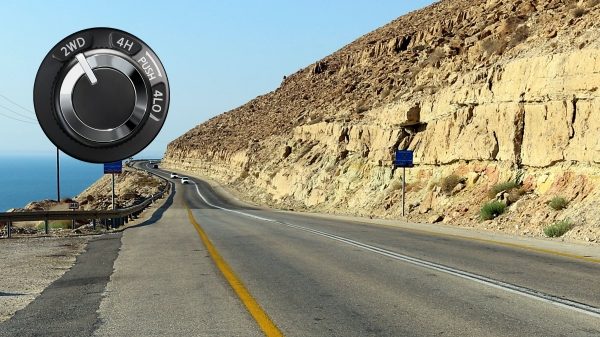 2021 Nissan X-Terra oceanside paved road with 4LO dial