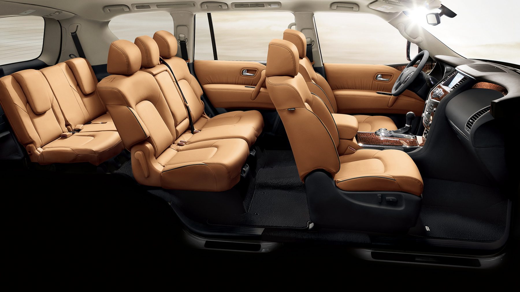 SUV interior panoramic shot - tan leather