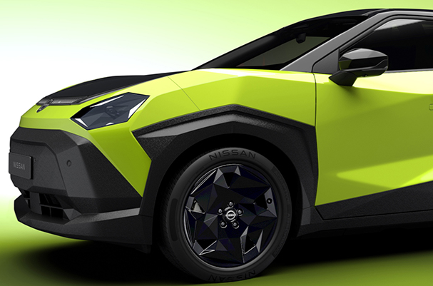 Bilde av en grønn Nissan Juke elbil