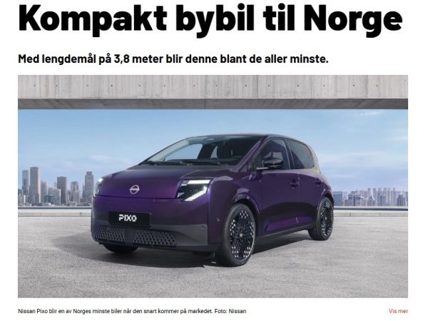 Bilde av nye Nissan PIXO liten elbil og bybil artikkel hos Elbil24.no