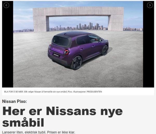 Bilde av nye Nissan PIXO liten elbil og bybil artikkel hos motor.no