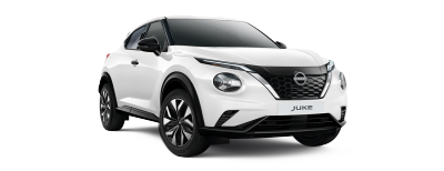 tričetrtinski pogled s strani na bel Nissan Juke Acenta