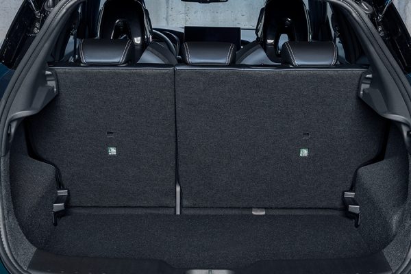 Nissan Juke rear car view with open trunk
