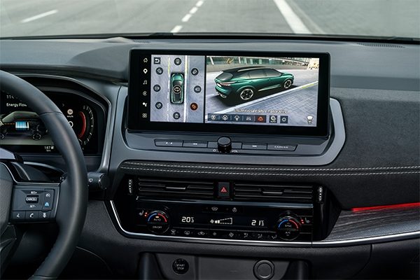 Nissan Qashqai e-Power driver side view onto dashboard & driving car