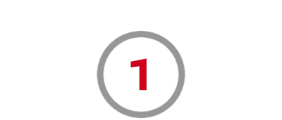 Number 1 icon in red within circular outline.