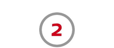 Number 2 icon in red within circular outline.