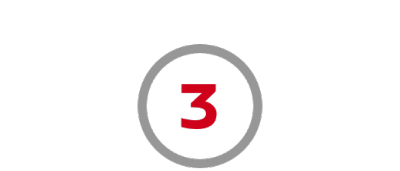 Number 3 icon in red within circular outline.